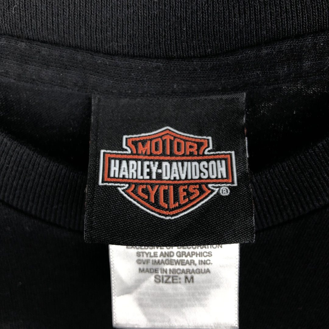Harley-Davidson Eagle Pattern Stars and Stripes Motorcycle T-Shirt, Men's Size Medium cotton black type Vintage Second Hand