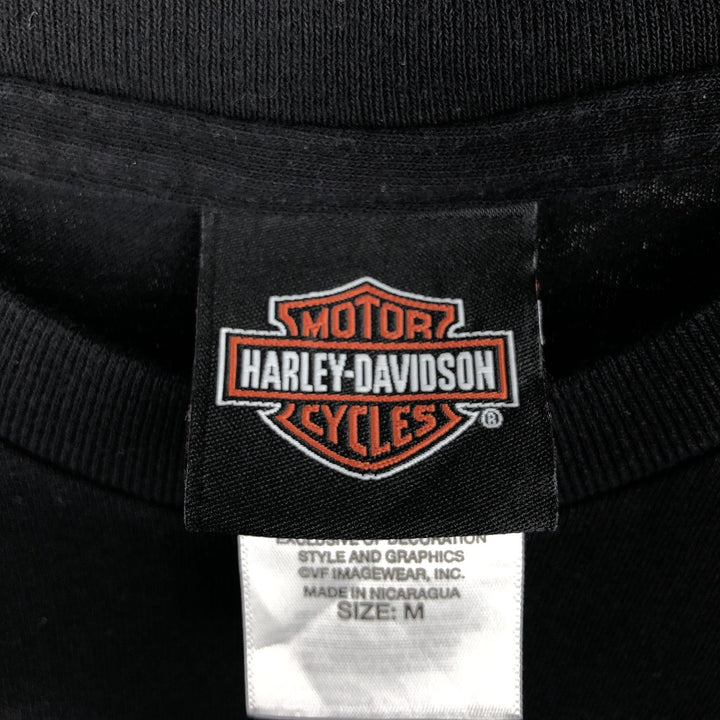 Harley-Davidson Eagle Pattern Stars and Stripes Motorcycle T-Shirt, Men's Size Medium cotton black type Vintage Second Hand