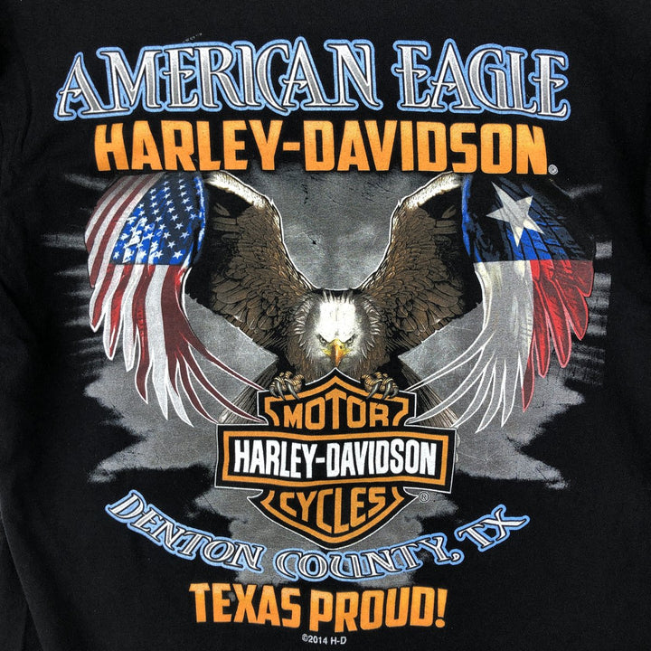Harley-Davidson Eagle Pattern Stars and Stripes Motorcycle T-Shirt, Men's Size Medium cotton black type Vintage Second Hand