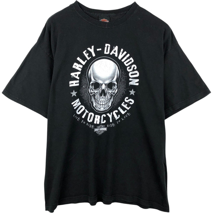 Harley-Davidson Skull Pattern Motorcycle Bike T-shirt Men's XL cotton black type Vintage Second Hand
