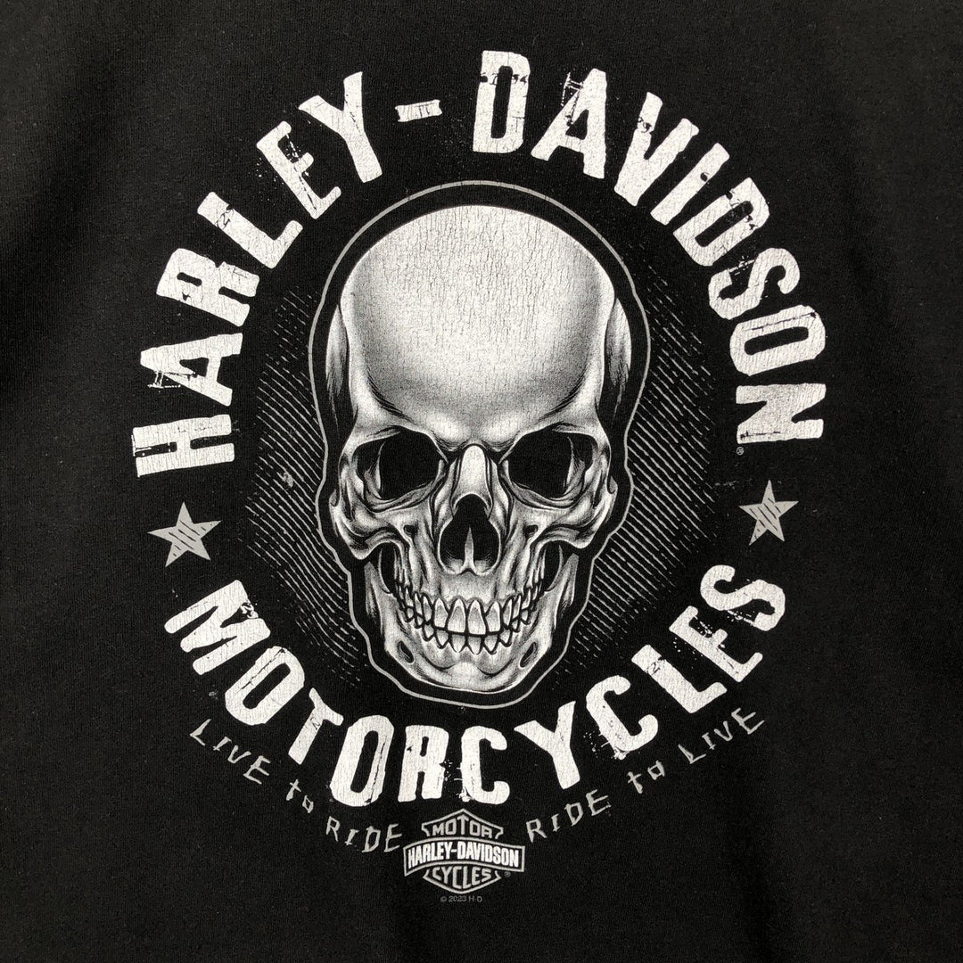 Harley-Davidson Skull Pattern Motorcycle Bike T-shirt Men's XL cotton black type Vintage Second Hand
