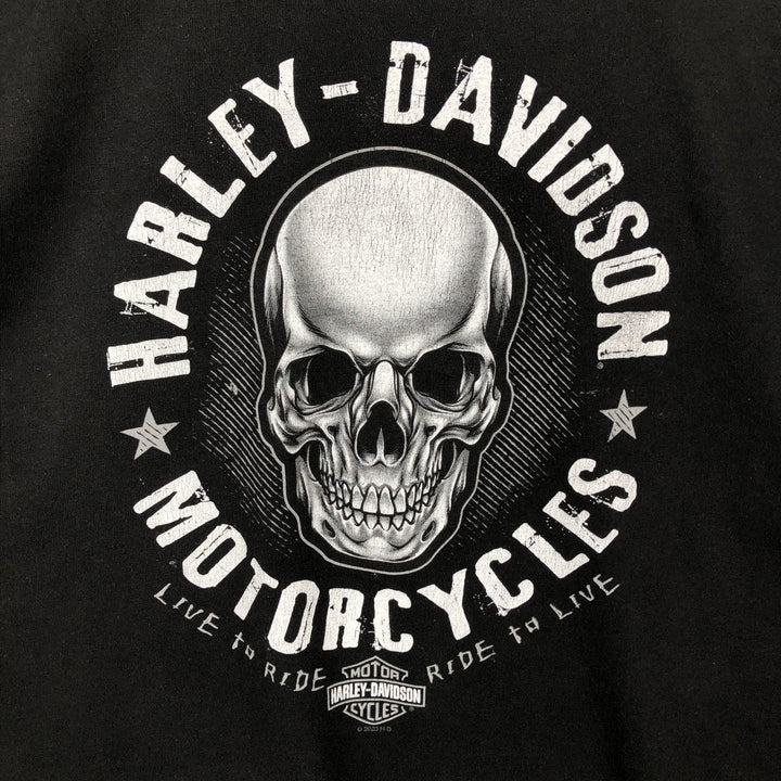 Harley-Davidson Skull Pattern Motorcycle Bike T-shirt Men's XL cotton black type Vintage Second Hand