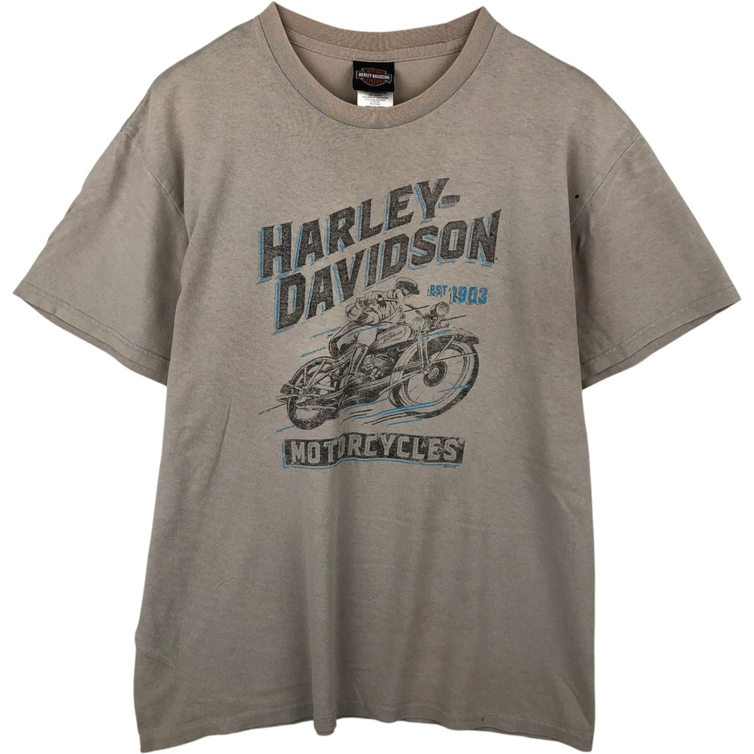 Harley-Davidson Motorcycle Bike T-shirt, Men's Size L cotton unbleached Vintage Second Hand