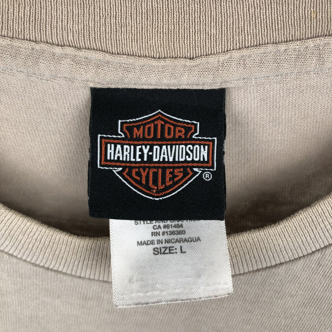 Harley-Davidson Motorcycle Bike T-shirt, Men's Size L cotton unbleached Vintage Second Hand