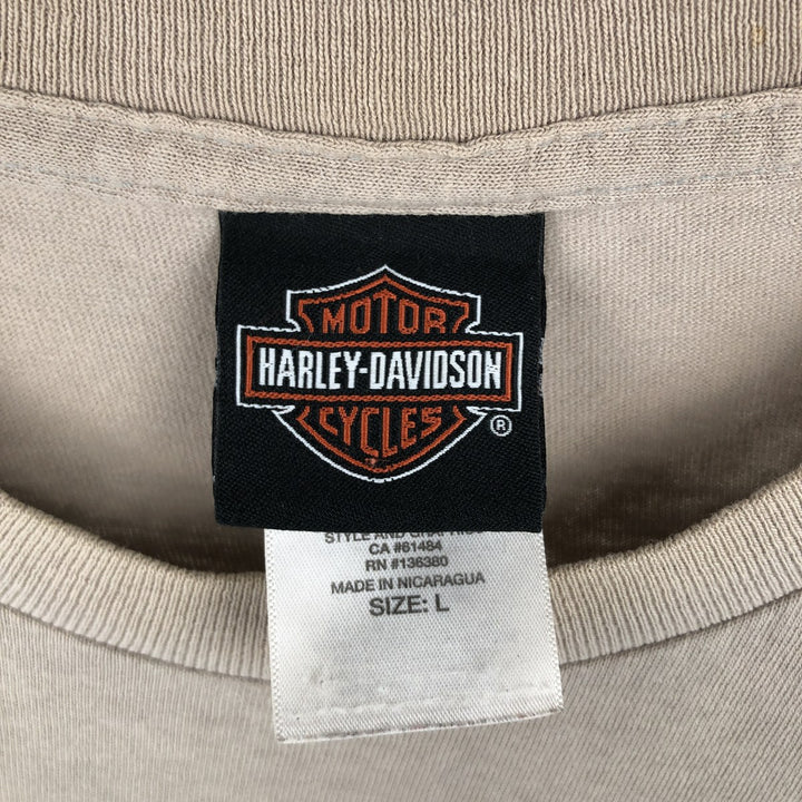 Harley-Davidson Motorcycle Bike T-shirt, Men's Size L cotton unbleached Vintage Second Hand