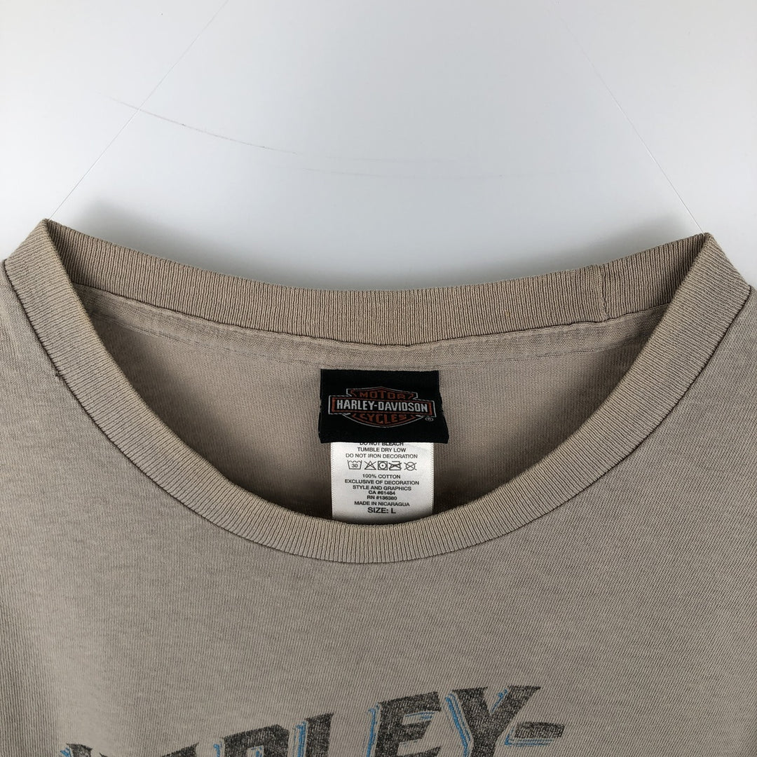 Harley-Davidson Motorcycle Bike T-shirt, Men's Size L cotton unbleached Vintage Second Hand