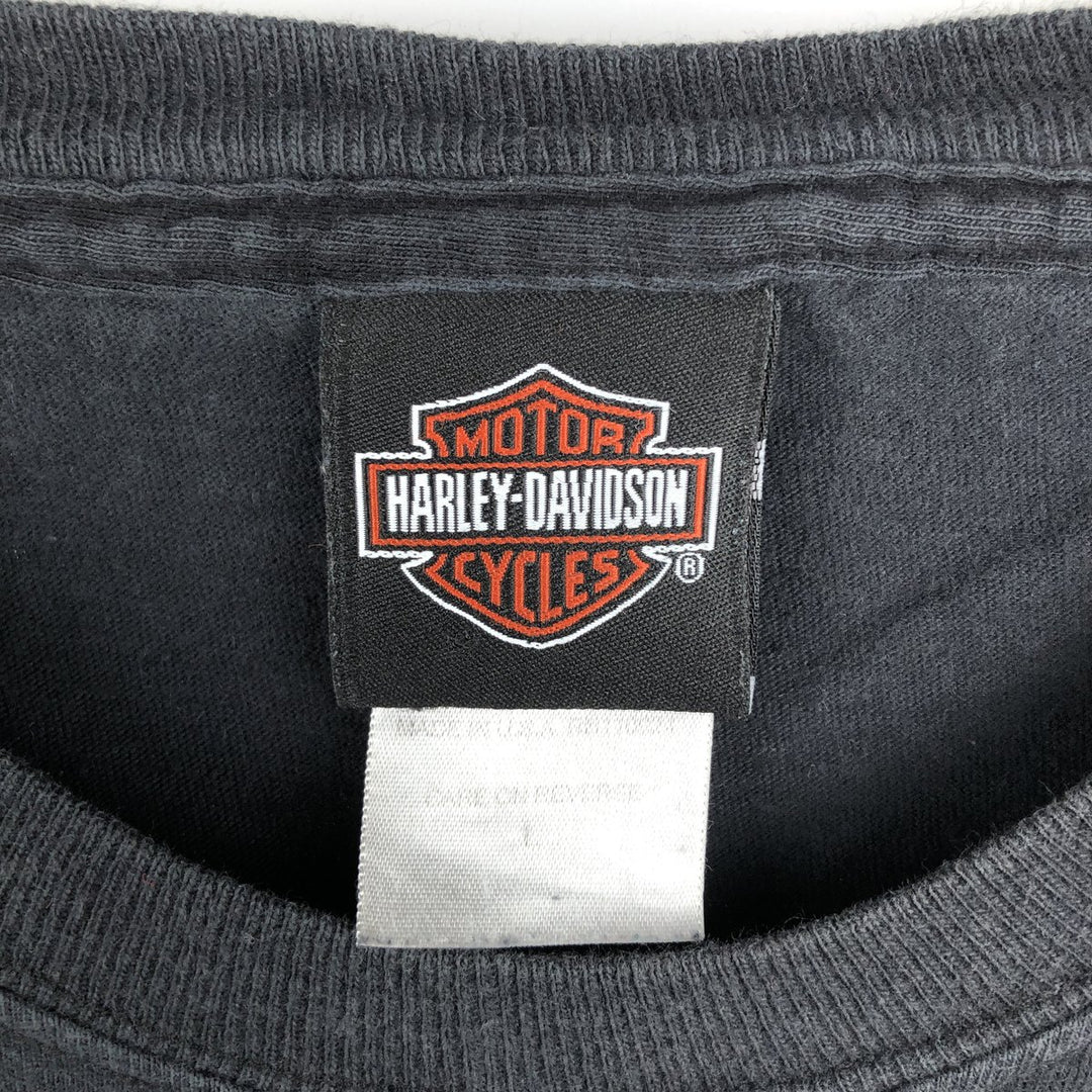 Harley-Davidson Stars and Stripes Motorcycle Bike T-Shirt Made in USA Men's L size cotton black type Vintage Second Hand