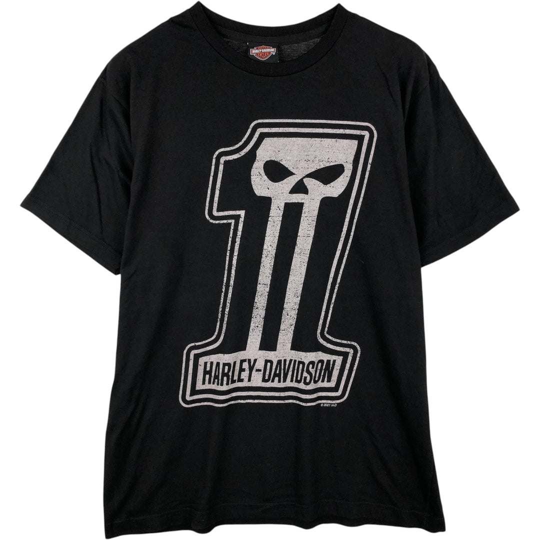 Harley-Davidson Skull Pattern Motorcycle Bike T-shirt Men's L size polyester black type Vintage Second Hand
