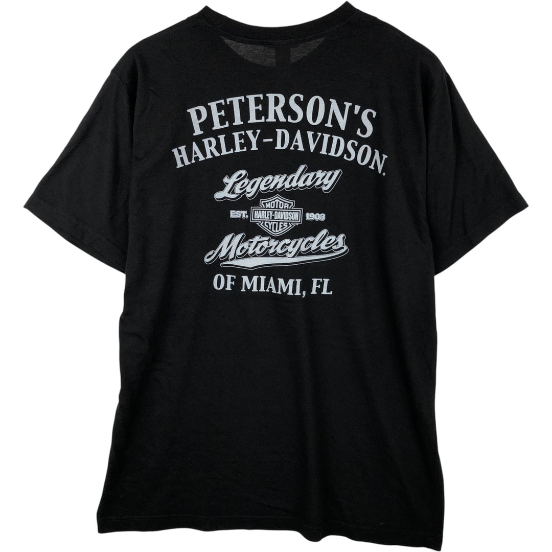Harley-Davidson Skull Pattern Motorcycle Bike T-shirt Men's L size polyester black type Vintage Second Hand