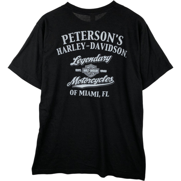 Harley-Davidson Skull Pattern Motorcycle Bike T-shirt Men's L size polyester black type Vintage Second Hand