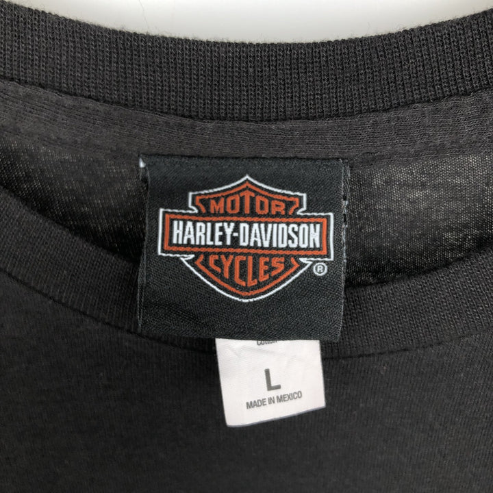 Harley-Davidson Skull Pattern Motorcycle Bike T-shirt Men's L size polyester black type Vintage Second Hand