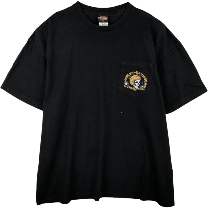 Harley-Davidson Skull Pattern Motorcycle Bike T-shirt Men's XXL cotton black type Vintage Second Hand