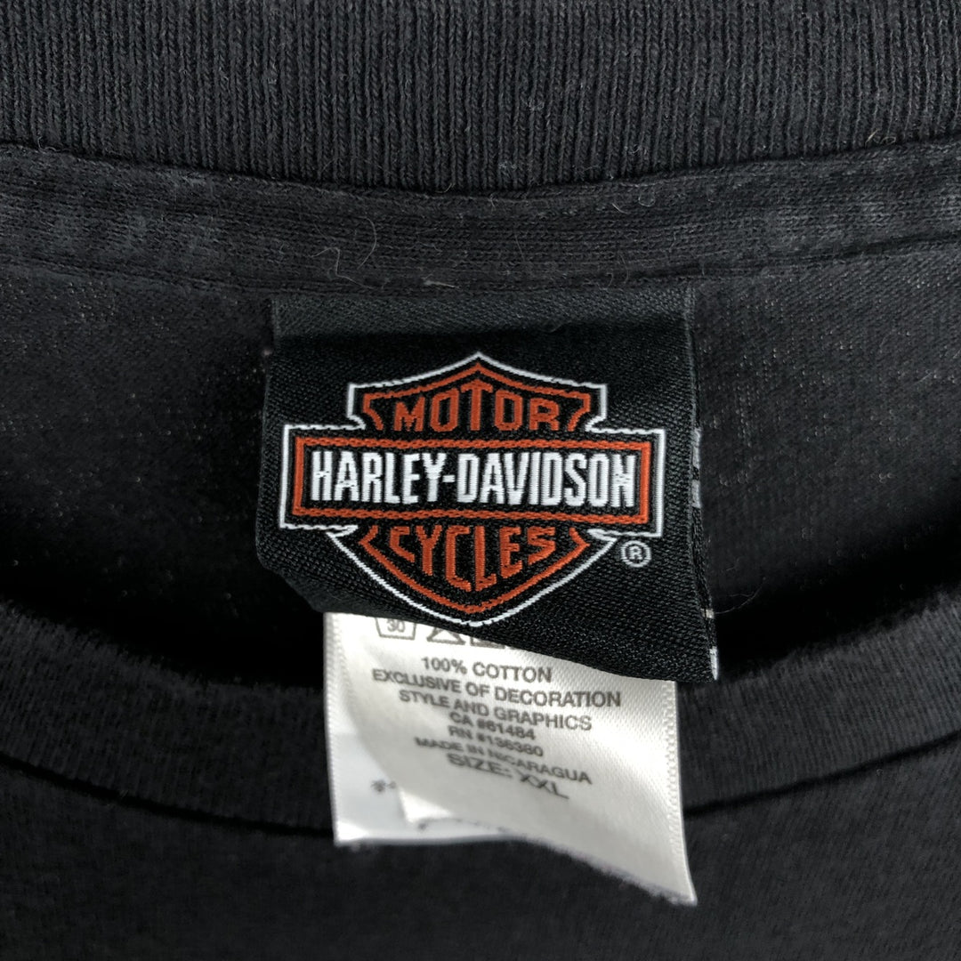 Harley-Davidson Skull Pattern Motorcycle Bike T-shirt Men's XXL cotton black type Vintage Second Hand