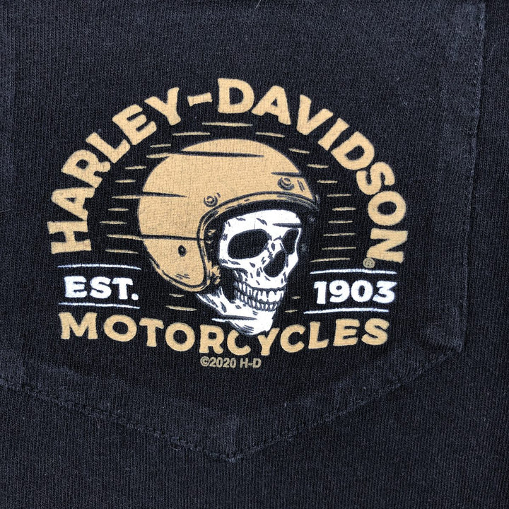 Harley-Davidson Skull Pattern Motorcycle Bike T-shirt Men's XXL cotton black type Vintage Second Hand