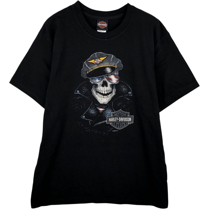 Harley-Davidson Eagle Pattern Motorcycle Bike T-shirt Made in USA Men's L size cotton black type Vintage Second Hand