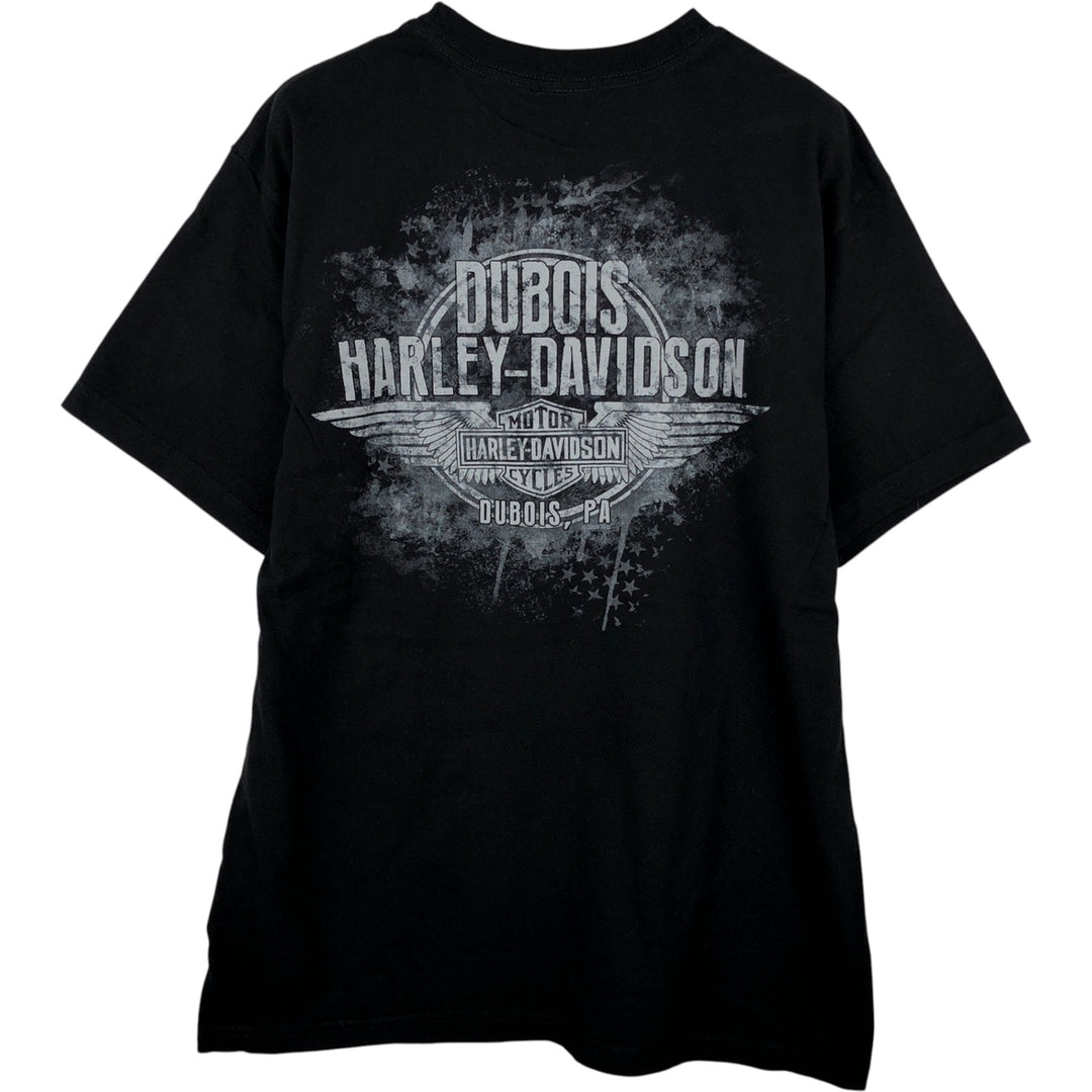 Harley-Davidson Eagle Pattern Motorcycle Bike T-shirt Made in USA Men's L size cotton black type Vintage Second Hand