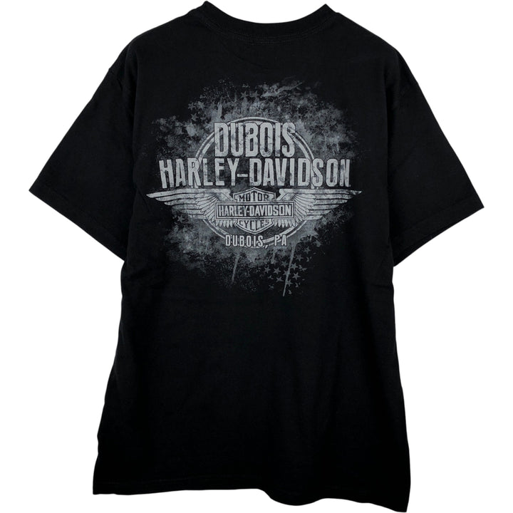 Harley-Davidson Eagle Pattern Motorcycle Bike T-shirt Made in USA Men's L size cotton black type Vintage Second Hand