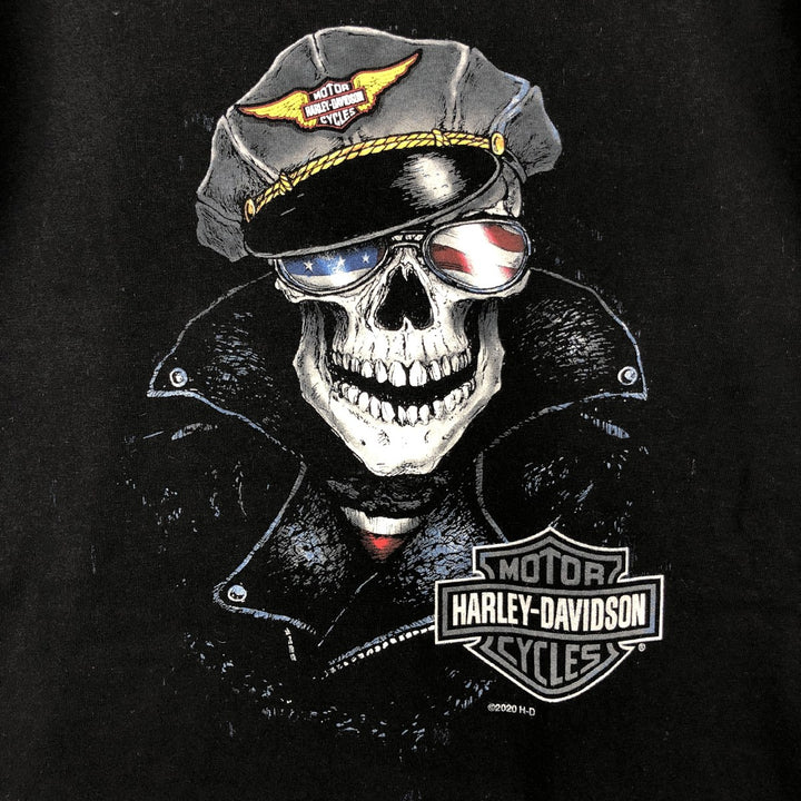 Harley-Davidson Eagle Pattern Motorcycle Bike T-shirt Made in USA Men's L size cotton black type Vintage Second Hand