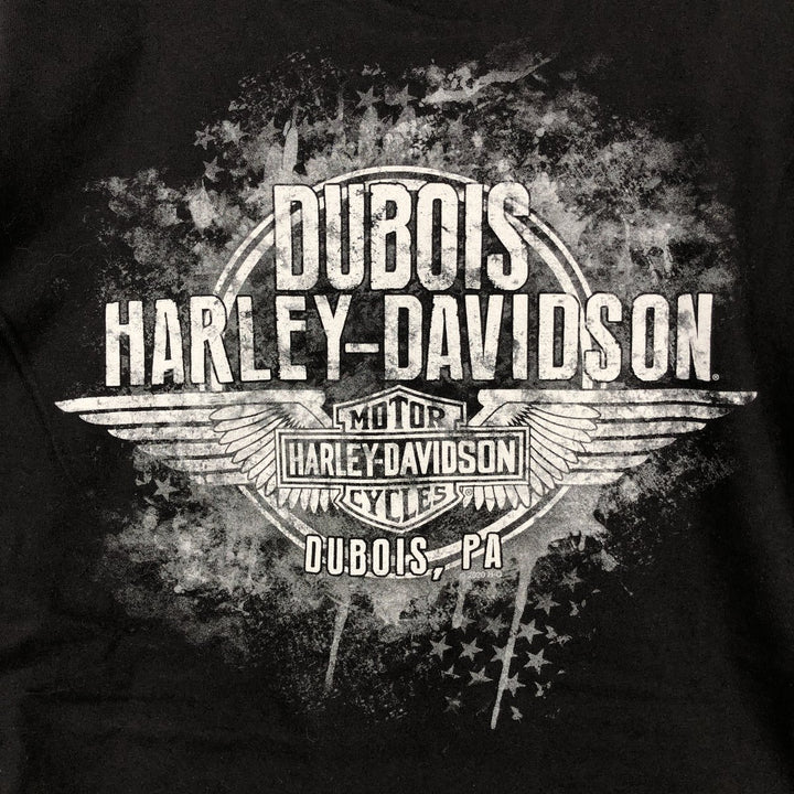 Harley-Davidson Eagle Pattern Motorcycle Bike T-shirt Made in USA Men's L size cotton black type Vintage Second Hand