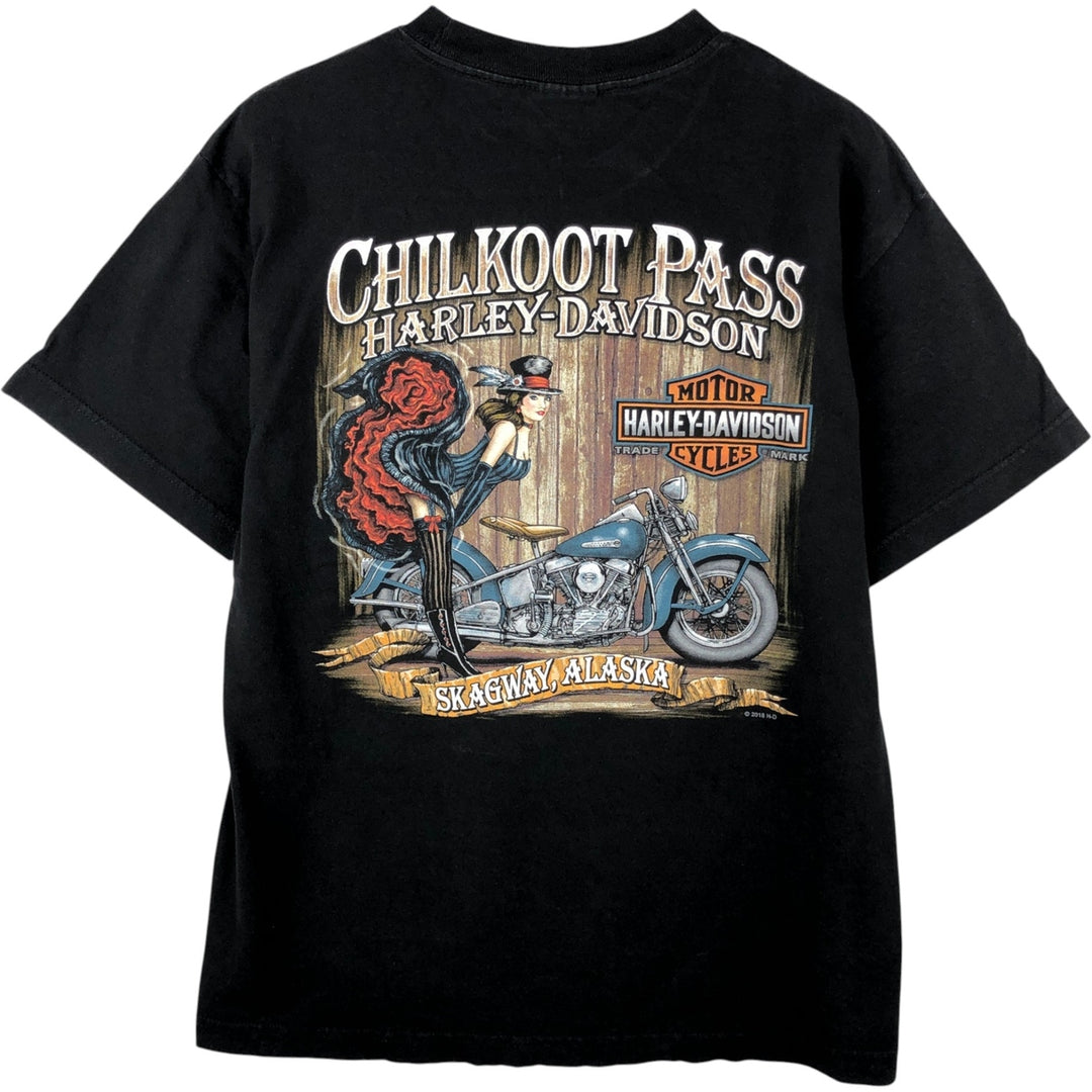 Harley-Davidson Pin-up Girl Motorcycle Bike T-shirt, Men's M size cotton black type Vintage Second Hand