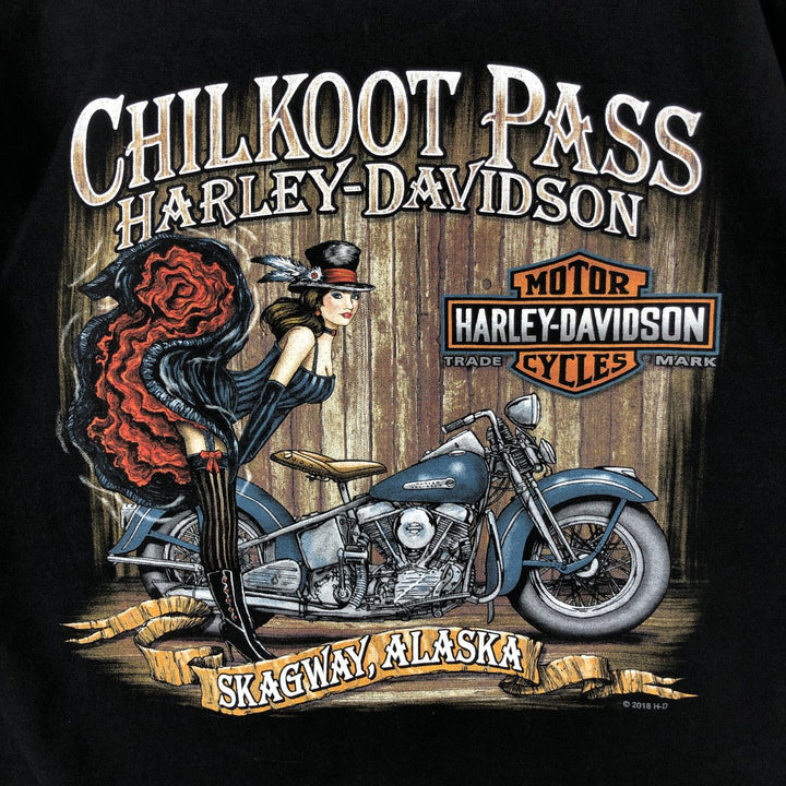 Harley-Davidson Pin-up Girl Motorcycle Bike T-shirt, Men's M size cotton black type Vintage Second Hand
