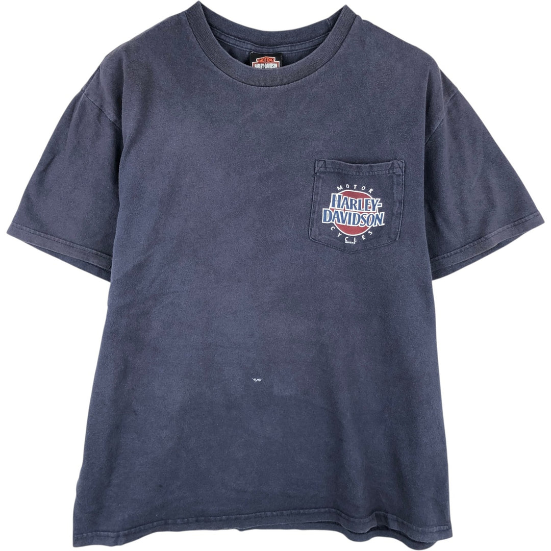 Harley-Davidson Eagle Pattern Stars and Stripes Motorcycle T-Shirt, Men's Size Medium unclear navy blue type Vintage Second Hand