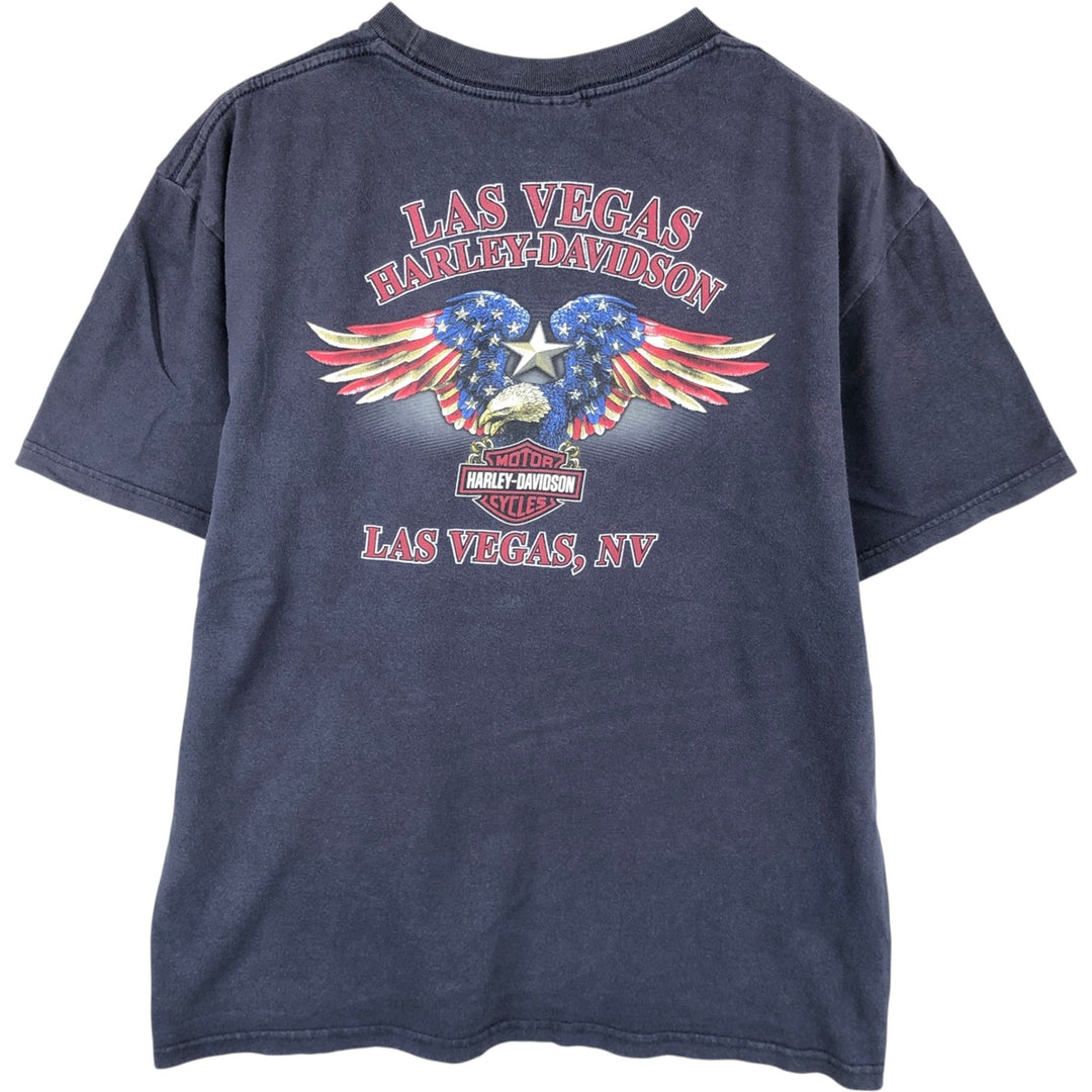 Harley-Davidson Eagle Pattern Stars and Stripes Motorcycle T-Shirt, Men's Size Medium unclear navy blue type Vintage Second Hand