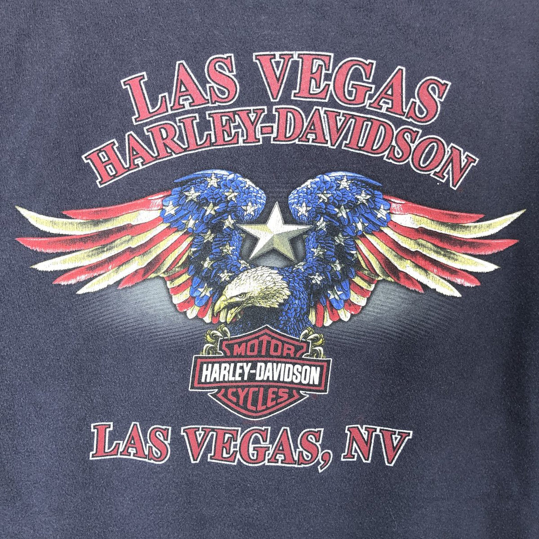Harley-Davidson Eagle Pattern Stars and Stripes Motorcycle T-Shirt, Men's Size Medium unclear navy blue type Vintage Second Hand