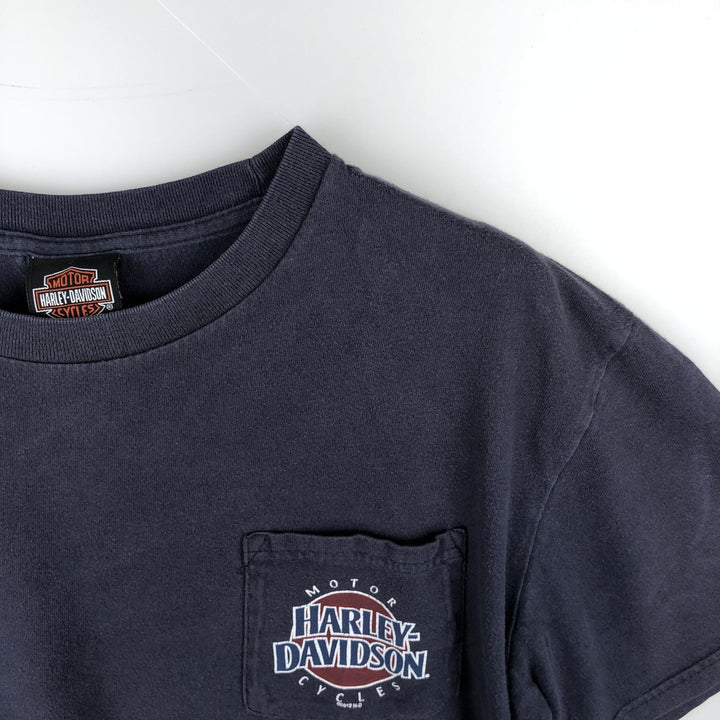 Harley-Davidson Eagle Pattern Stars and Stripes Motorcycle T-Shirt, Men's Size Medium unclear navy blue type Vintage Second Hand