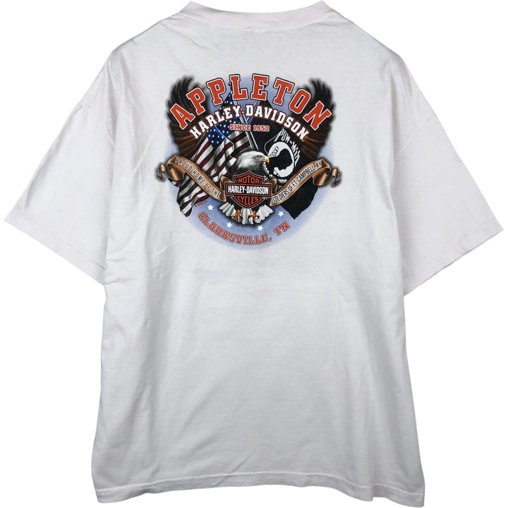 Harley-Davidson Eagle Pattern Stars and Stripes Motorcycle Bike T-shirt Men's XL unclear white type Vintage Second Hand