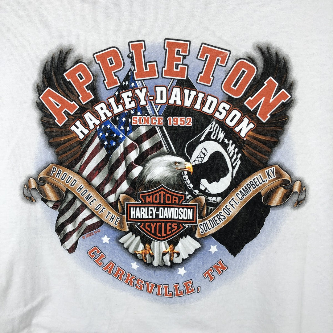 Harley-Davidson Eagle Pattern Stars and Stripes Motorcycle Bike T-shirt Men's XL unclear white type Vintage Second Hand