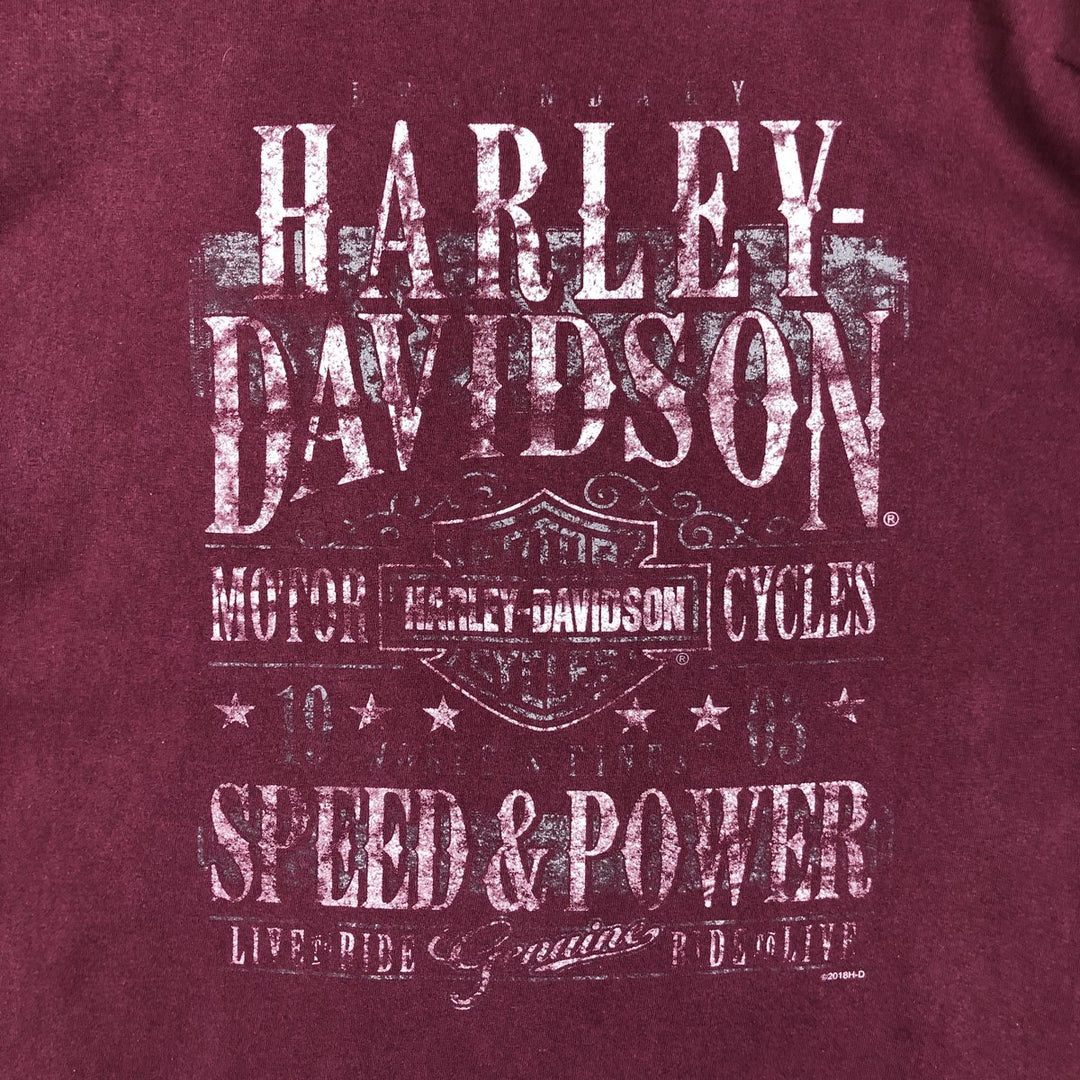 Harley-Davidson Motorcycle Bike T-shirt, Men's XXL cotton Red type red-purple Vintage Second Hand
