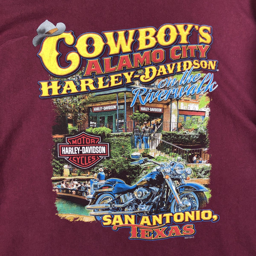 Harley-Davidson Motorcycle Bike T-shirt, Men's XXL cotton Red type red-purple Vintage Second Hand