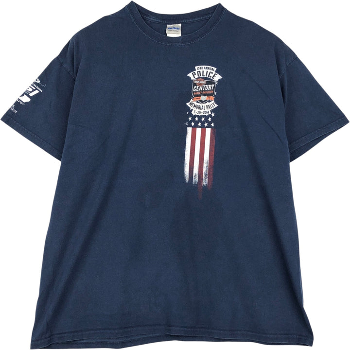 Gildan Harley-Davidson Eagle Pattern/Stars and Stripes Motorcycle T-Shirt, Men's Size XL (approx.) cotton navy blue type Vintage Second Hand