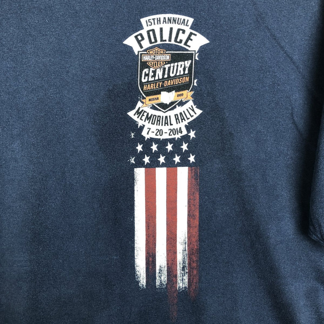 Gildan Harley-Davidson Eagle Pattern/Stars and Stripes Motorcycle T-Shirt, Men's Size XL (approx.) cotton navy blue type Vintage Second Hand