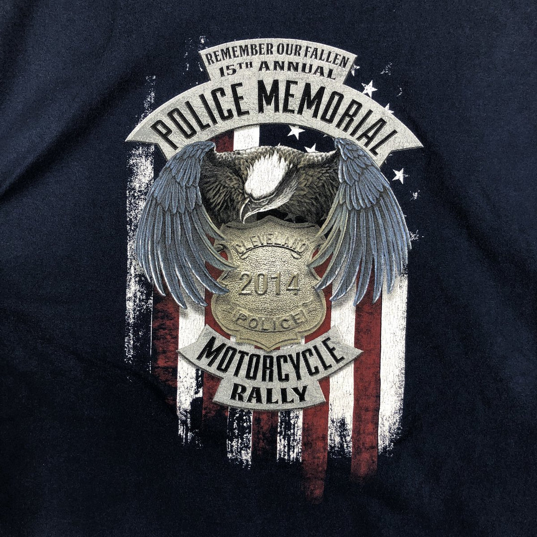 Gildan Harley-Davidson Eagle Pattern/Stars and Stripes Motorcycle T-Shirt, Men's Size XL (approx.) cotton navy blue type Vintage Second Hand