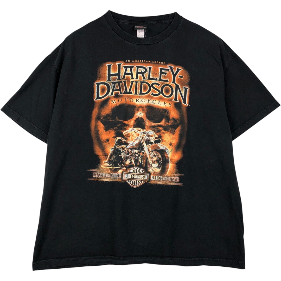 Harley-Davidson American flag pattern motorcycle bike t-shirt, men's size XXL. cotton black type Vintage Second Hand