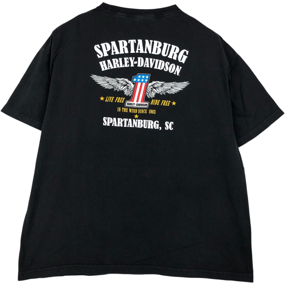 Harley-Davidson American flag pattern motorcycle bike t-shirt, men's size XXL. cotton black type Vintage Second Hand