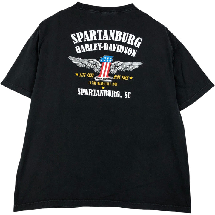 Harley-Davidson American flag pattern motorcycle bike t-shirt, men's size XXL. cotton black type Vintage Second Hand