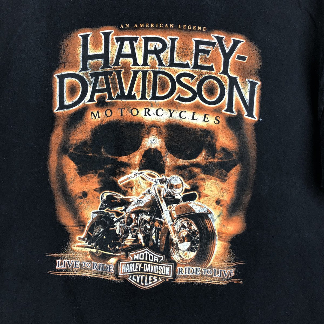 Harley-Davidson American flag pattern motorcycle bike t-shirt, men's size XXL. cotton black type Vintage Second Hand