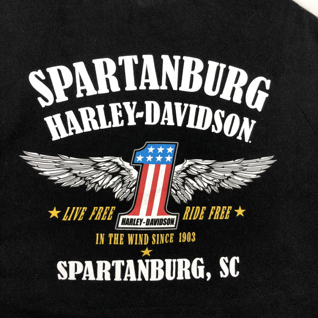 Harley-Davidson American flag pattern motorcycle bike t-shirt, men's size XXL. cotton black type Vintage Second Hand