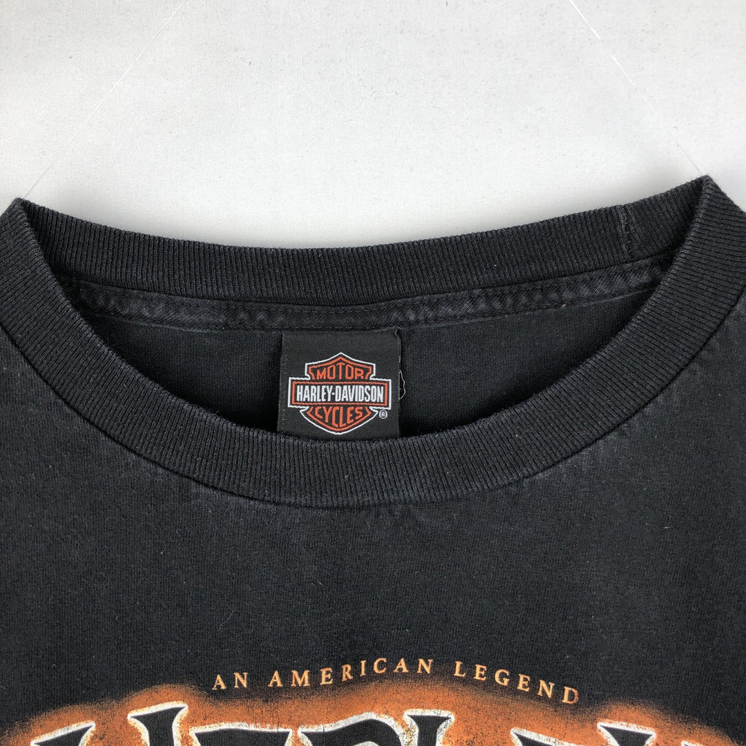 Harley-Davidson American flag pattern motorcycle bike t-shirt, men's size XXL. cotton black type Vintage Second Hand