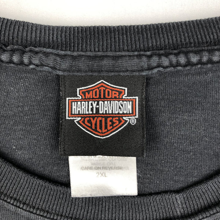 Harley-Davidson Eagle Pattern/Stars and Stripes Motorcycle T-Shirt, Made in USA, Men's XXL (approx.) cotton black type Vintage Second Hand