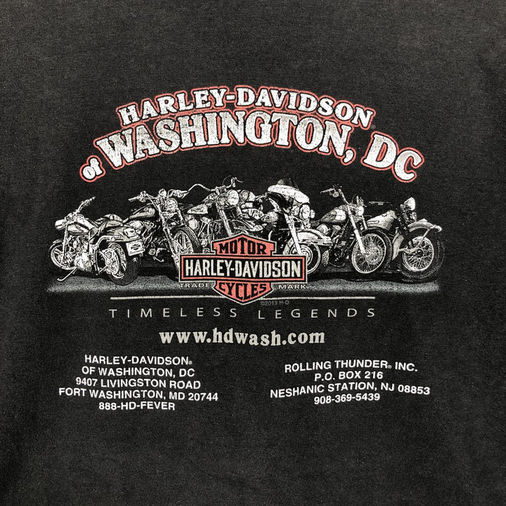 Harley-Davidson Eagle Pattern/Stars and Stripes Motorcycle T-Shirt, Made in USA, Men's XXL (approx.) cotton black type Vintage Second Hand