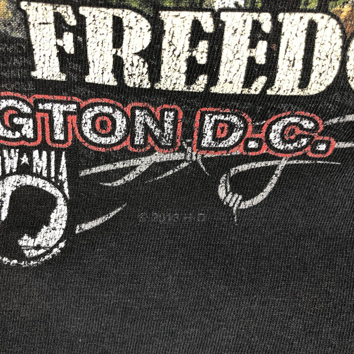 Harley-Davidson Eagle Pattern/Stars and Stripes Motorcycle T-Shirt, Made in USA, Men's XXL (approx.) cotton black type Vintage Second Hand