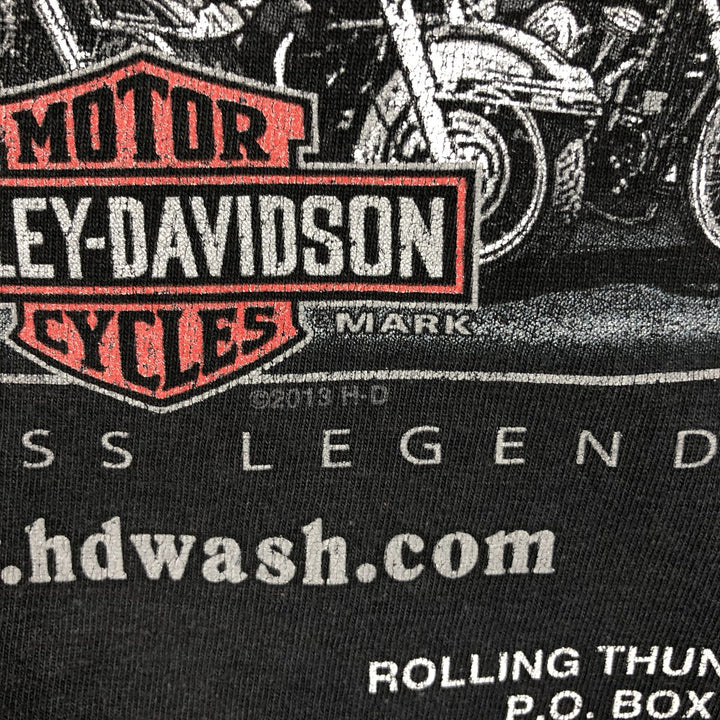 Harley-Davidson Eagle Pattern/Stars and Stripes Motorcycle T-Shirt, Made in USA, Men's XXL (approx.) cotton black type Vintage Second Hand