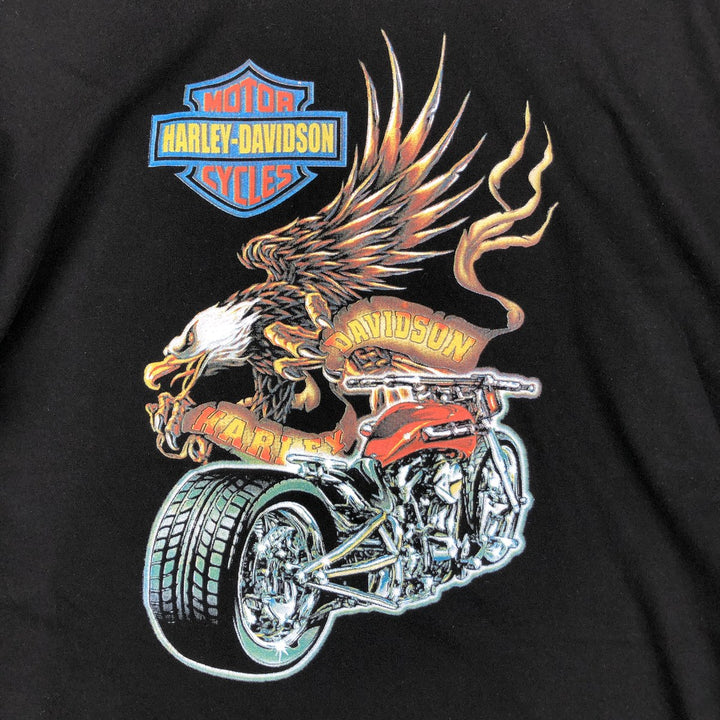 Harley-Davidson Eagle Pattern Motorcycle T-Shirt, Men's XL unclear black type Vintage Second Hand
