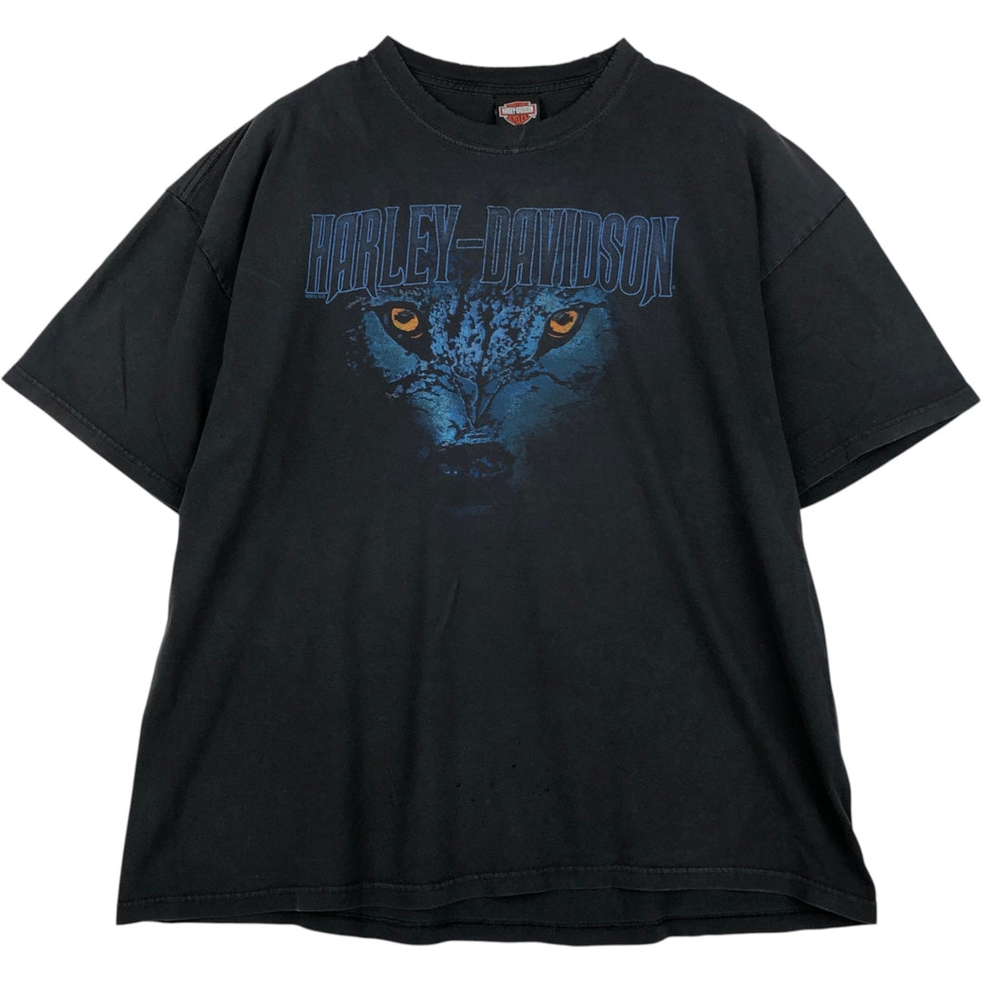 Harley-Davidson Eagle Pattern Motorcycle T-Shirt, Men's XXL (approx.) cotton black type Vintage Second Hand