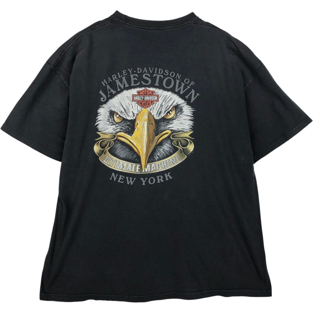 Harley-Davidson Eagle Pattern Motorcycle T-Shirt, Men's XXL (approx.) cotton black type Vintage Second Hand