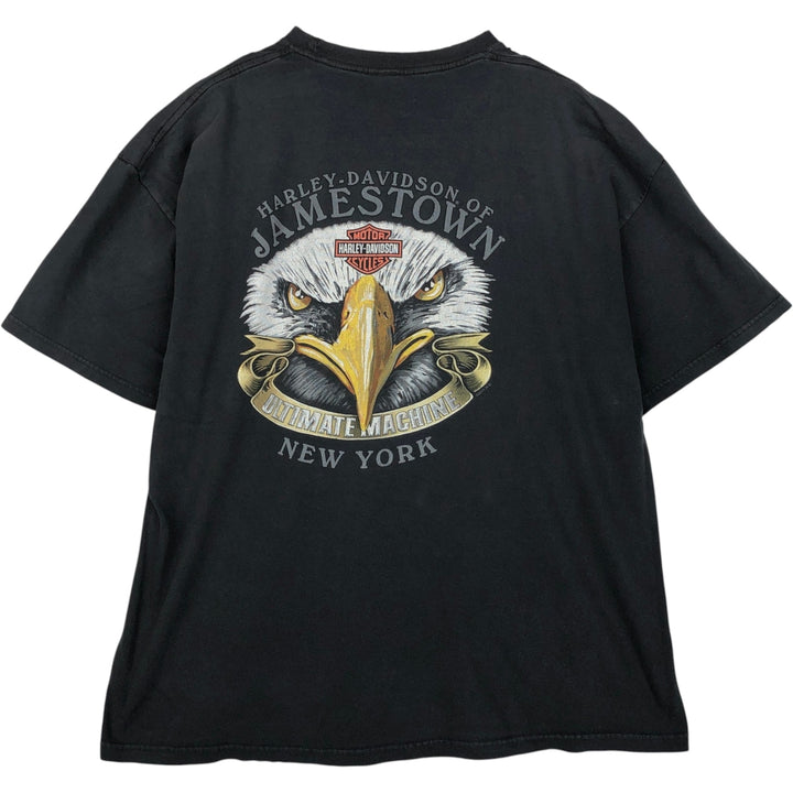 Harley-Davidson Eagle Pattern Motorcycle T-Shirt, Men's XXL (approx.) cotton black type Vintage Second Hand